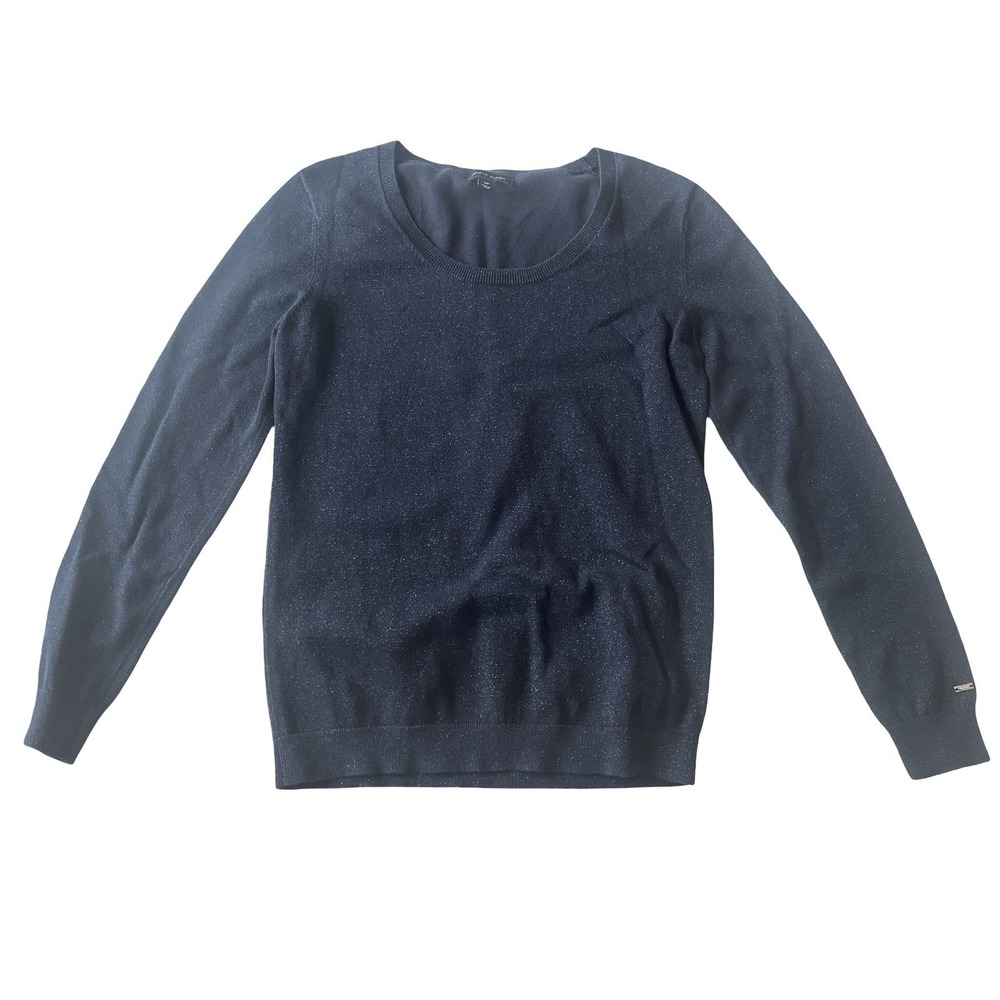 Tommy Hilfiger Women's Size S Navy Blue Sweater Metallic Sparkle Crew Longsleeve